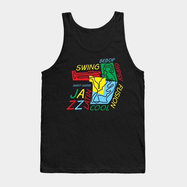 Funny Colorful Jazz Trumpeter Tank Top by jazzworldquest